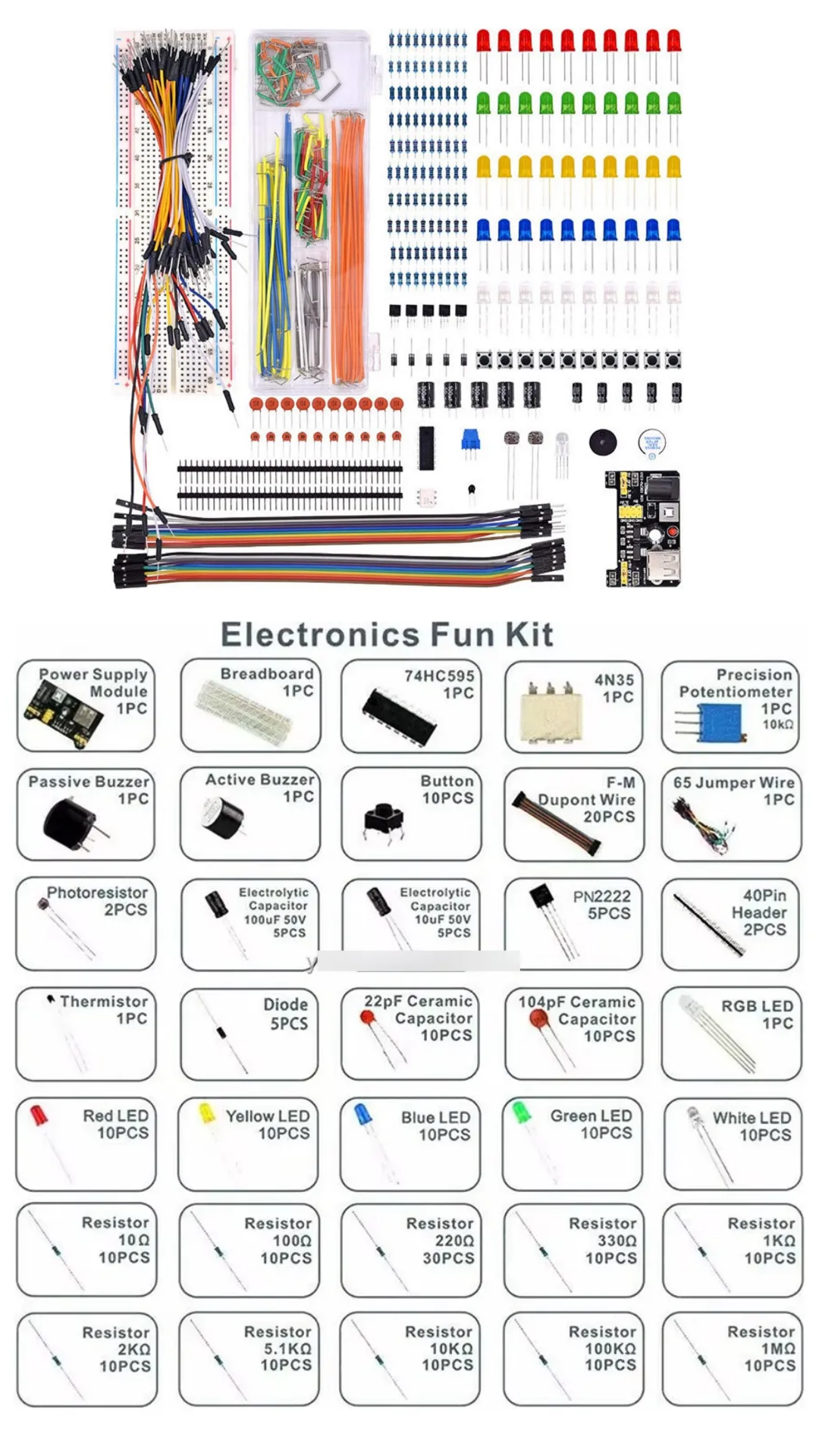 Kit de Iniciación de Electrónica - Componentes individuales